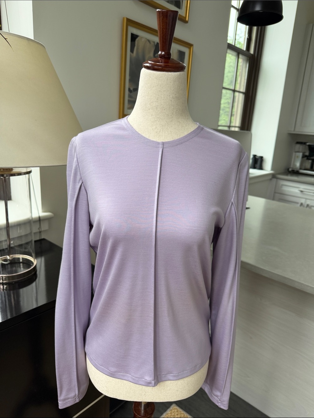 Ralph Rucci Lilac Wool Knit Long-Sleeve Top M